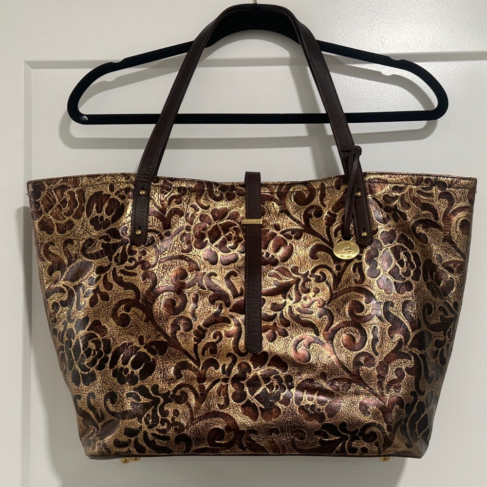 Like-New Brahmin Asher Bronze Gatsby Leather Large Tote Bag